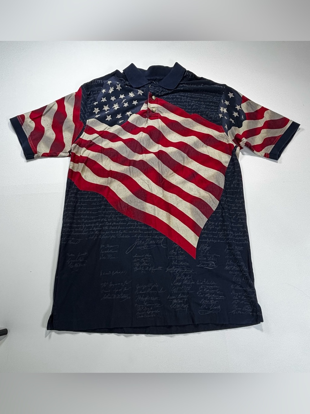 Cotton Traders Sport Men's Patriotic Flag Print Polo Shirt